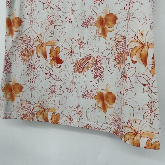 Vintage Y2K Faded Glory Floral Tank Top White Orange Built In Bra Stretch Size M - Picture 3 of 9